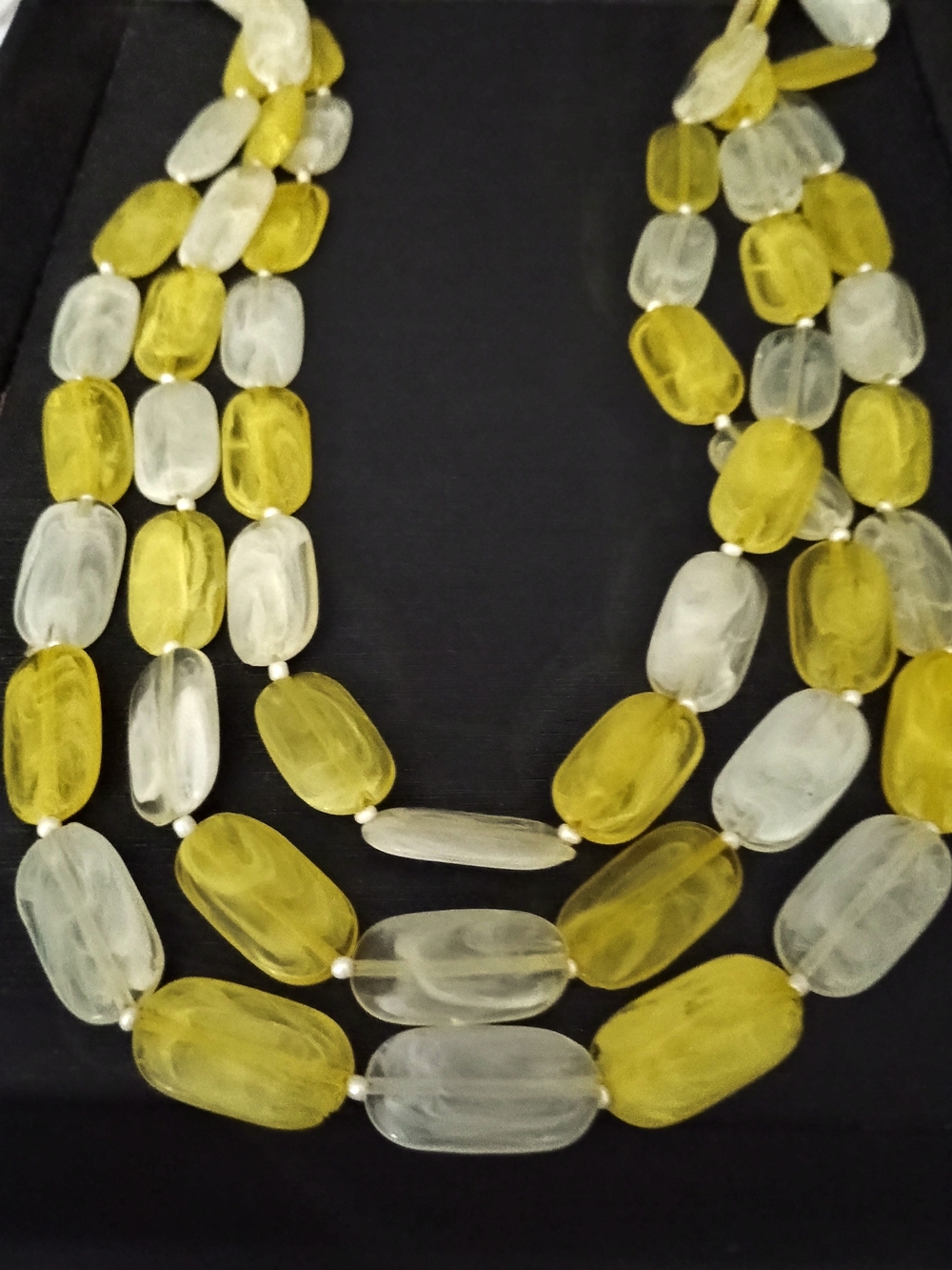 Vintage Yellow and White Multi-Strand Bead Necklace